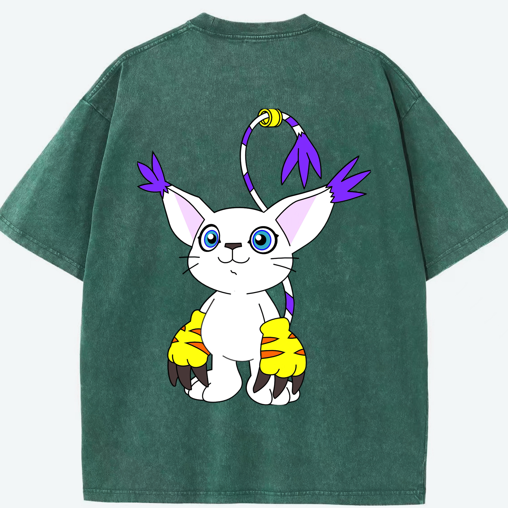 （画像用） Digimon デジタルモンスター/デジモン 綿100% ヴィンテージ風 半袖Tシャツ（背面プリント）